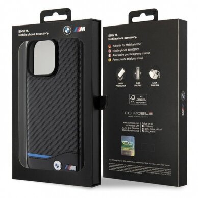 Dėklas BWM Leather Carbon  iPhone 15 Pro Max - Juodas 7