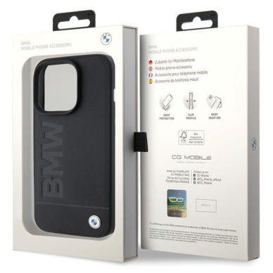 Dėklas BWM MagSafe Leather Hot Stamp  iPhone 15 Pro - Juodas 7