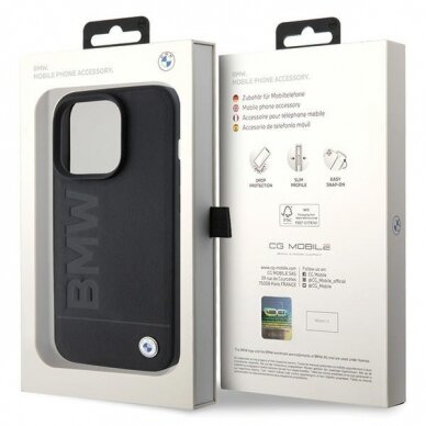 Dėklas BWM MagSafe Leather Hot Stamp  iPhone 15 Pro Max - Juodas 7