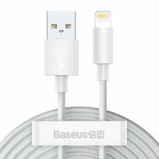 [Užsakomoji prekė] Kabelis  USB la Lightning, Fast Charging 2.4A, 480Mbps, 1.5m (set 2) - Baseus (TZCALZJ-02) - Baltas