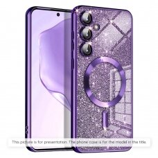 [Užsakomoji prekė] Dėklas skirtas iPhone 15 Pro - Techsuit Luxury Glitter MagSafe - Purpurinis