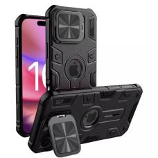 [Užsakomoji prekė] Dėklas iPhone 16 Pro Max - Nillkin CamShield CamShield Armor Prop Magnetic - Juodas