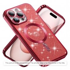 [Užsakomoji prekė] Dėklas skirtas Samsung Galaxy S21 Ultra 5G - Techsuit Luxury Glitter MagSafe - Raudonas