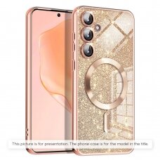 [Užsakomoji prekė] Dėklas skirtas Samsung Galaxy S21 Ultra 5G - Techsuit Luxury Glitter MagSafe - Rožino aukso spalvos