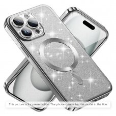 [Užsakomoji prekė] Dėklas skirtas Samsung Galaxy S21 Ultra 5G - Techsuit Luxury Glitter MagSafe - sidabrinis