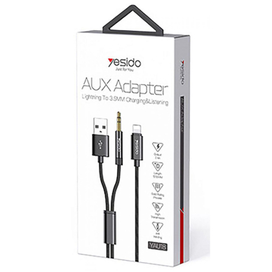 [Užsakomoji prekė] Adapteris kabelis Lightning į USB, Jack - Yesido (YAU-18) - Juodas 6