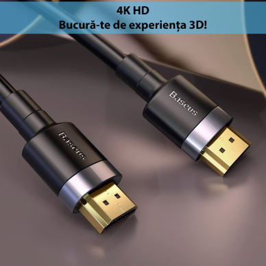 [Užsakomoji prekė] Kabelis  HDMI 2.0 la HDMI 4K, 60Hz, 3D, 18Gbps, 3m - Baseus Cafule (CADKLF-G01) - Juodas 5