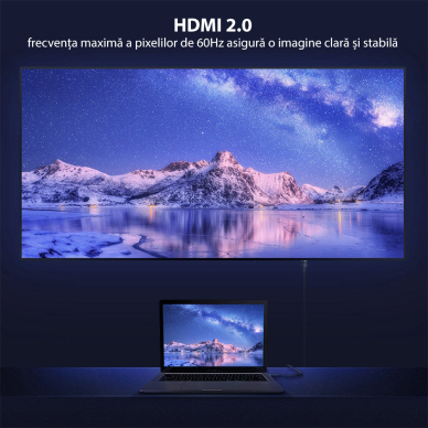 [Užsakomoji prekė] Kabelis  HDMI 2.0 la HDMI 4K, 60Hz, 3D, 18Gbps, 3m - Baseus Cafule (CADKLF-G01) - Juodas 6