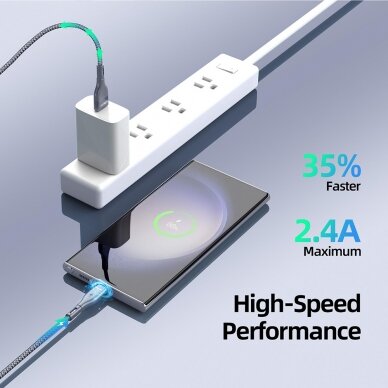 [Užsakomoji prekė] Kabelis Type-C Fast Charging 2.4A, 12W, 480Mbps, 1m - Duzzona (A8) - Pilkas 4