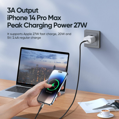 [Užsakomoji prekė] Laidas USB-C į Lightning, 20W, 1m - Duzzona (A5) -pilkas 4