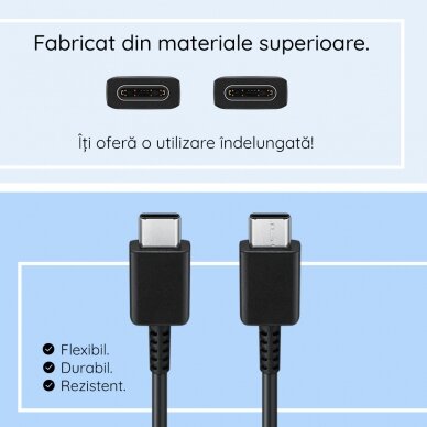 [Užsakomoji prekė] Kabelis USB-C į Type-C Fast Charging 3A, 1m - Samsung (EP-DA705BBEGWW) - Juodas 4