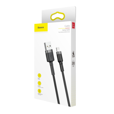 [Užsakomoji prekė] Kabelis  USB la Lighting 1.5A, 2m - Baseus Cafule (CALKLF-CG1) - Pilkas Juodas 6