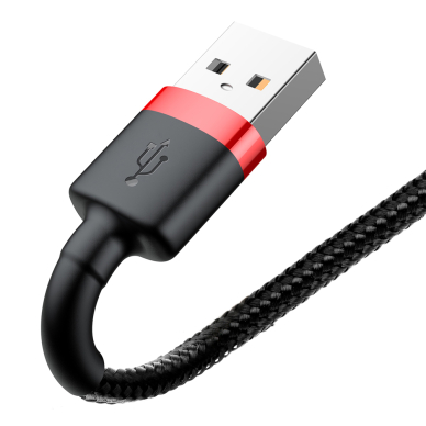 [Užsakomoji prekė] Kabelis  USB la Lightning 2.4A, 1m - Baseus Cafule (CALKLF-B19) - Red Juodas 2