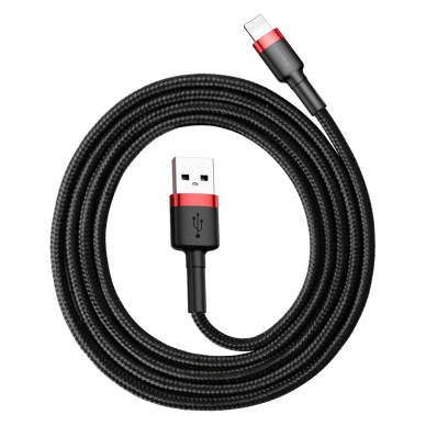 [Užsakomoji prekė] Kabelis  USB la Lightning 2.4A, 1m - Baseus Cafule (CALKLF-B19) - Red Juodas 4