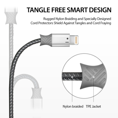 [Užsakomoji prekė] Laidas USB į Ligntning 20cm - Ringke -pilkas  6