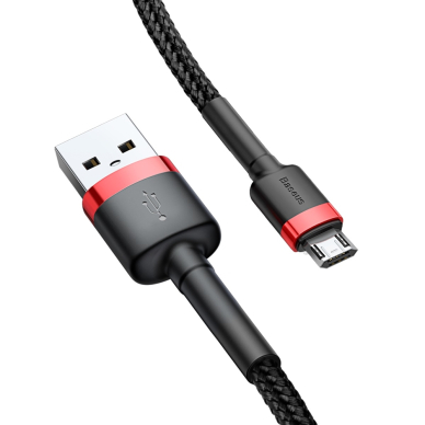 [Užsakomoji prekė] Įkrovimo Kabelis USB į Micro-USB 1.5A, 2m - Baseus Cafule (CAMKLF-C91) - Raudonas Juodas 1