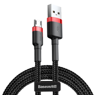 [Užsakomoji prekė] Įkrovimo Kabelis USB į Micro-USB 1.5A, 2m - Baseus Cafule (CAMKLF-C91) - Raudonas Juodas