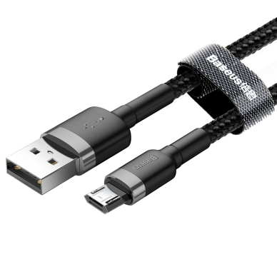 [Užsakomoji prekė] Įkrovimo Kabelis USB Micro-USB 1.5A, 2m, Baseus Cafule (CAMKLF-CG1) - Pilkas Juodas 1