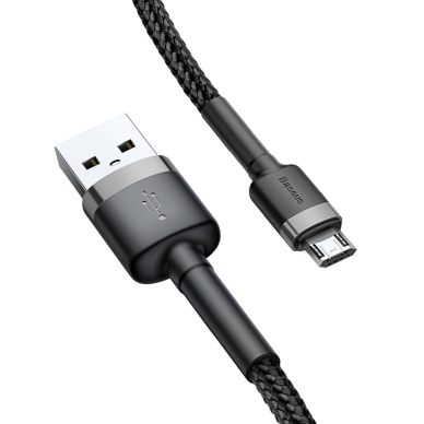 [Užsakomoji prekė] Įkrovimo Kabelis USB Micro-USB 1.5A, 2m, Baseus Cafule (CAMKLF-CG1) - Pilkas Juodas 4