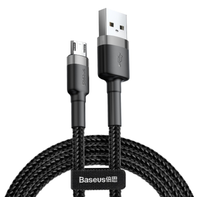 [Užsakomoji prekė] Įkrovimo Kabelis USB Micro-USB 1.5A, 2m, Baseus Cafule (CAMKLF-CG1) - Pilkas Juodas