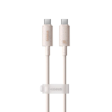 [Užsakomoji prekė] Kabelis Type-C į USB-C, Super Fast Charge, 100W, 480Mbps, 2m - Baseus Habitat Series (P10360202421-01) - Wheat Pink