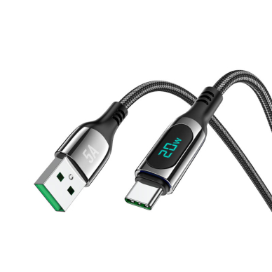 [Užsakomoji prekė] Kabelis USB - Type-C, 5A, 1.2m - Hoco Extreme (S51) - Juodas