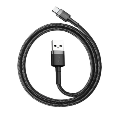 [Užsakomoji prekė] Kabelis USB į Type-C, Fast Charge, 3A, 480Mbps, 0.5m - Baseus Cafule (CATKLF-AG1) -pilkas / Black 3