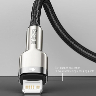 [Užsakomoji prekė] Kabelis USB to Lightning, 2.4A, 480Mbps, 1m - Baseus Cafule Series Metal (CALJK-A01) - Juodas 5