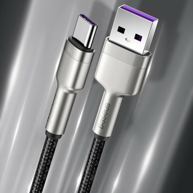 [Užsakomoji prekė] Kabelis USB to Type-C, Super Fast Charging, 66W, 6A, 25cm - Baseus Cafule Series Metal (CAKF000001) - Juodas 4