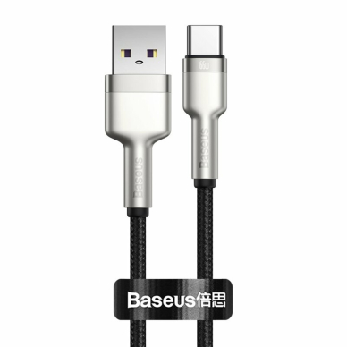 [Užsakomoji prekė] Kabelis USB to Type-C, Super Fast Charging, 66W, 6A, 25cm - Baseus Cafule Series Metal (CAKF000001) - Juodas