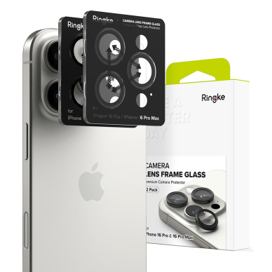 [Užsakomoji prekė] Kameros apsauga iPhone 16 Pro / 16 Pro Max (set 2) - Ringke Camera Lens Frame Glass - Juodas 2