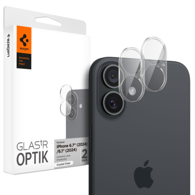 [Užsakomoji prekė] Kameros apsauga iPhone 16 / iPhone 16 Plus (set 2) - Spigen Glas.tR Optik - Skaidrus