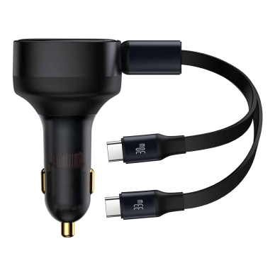 Car charger 2in1 33W 2x USB C (male) Baseus Enjoyment - Juodas