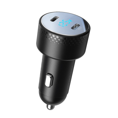 Car charger 2x USB C 70W with LED display Joyroom JR-CCD02 | Juodas 3