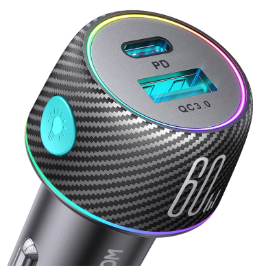 Car charger 60W USB-C USB-A Joyroom JR-CCN01 | Juodas 1