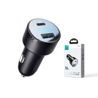 Car charger with voltmeter 53W (USB C, USB) Joyroom JR-CCD01 Juodas 6