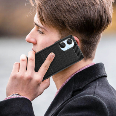 Dėklas Carbon Case flexible Realme 10 Juodas 7