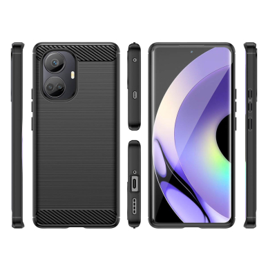 Dėklas Carbon Case flexible Realme 10 Pro+ Juodas 2