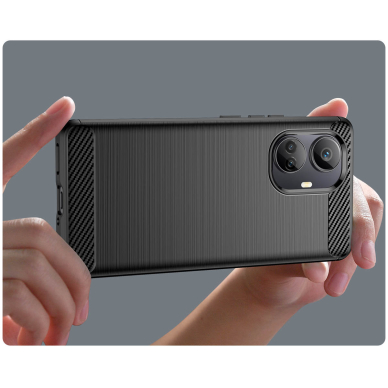 Dėklas Carbon Case flexible Realme 10 Pro+ Juodas 6