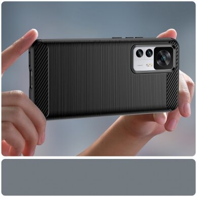 Dėklas Carbon Casefor Xiaomi 12T Pro / Xiaomi 12T Juodas 5