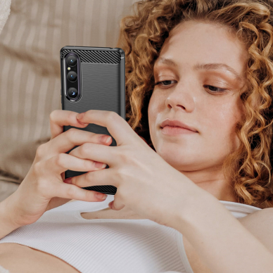 Dėklas Carbon flexible Sony Xperia 1 V Juodas 6