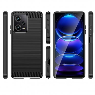 Dėklas Carbon Xiaomi Poco X5 Pro 5G / Redmi Note 12 Pro Juodas 1