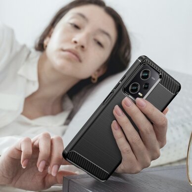 Dėklas Carbon Xiaomi Poco X5 Pro 5G / Redmi Note 12 Pro Juodas 6