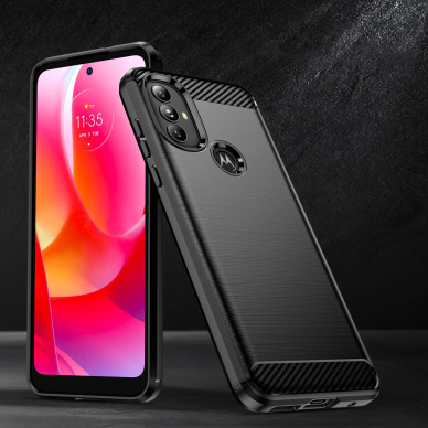 Dėklas Carbon Flexible Motorola Moto G Power 2022 Juodas 4