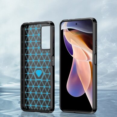 Dėklas Carbon Case flexible Xiaomi Redmi Note 11 Pro+ 5G (China) / 11 Pro 5G (China) / Mi11i HyperCharge / Poco X4 NFC Juodas 3