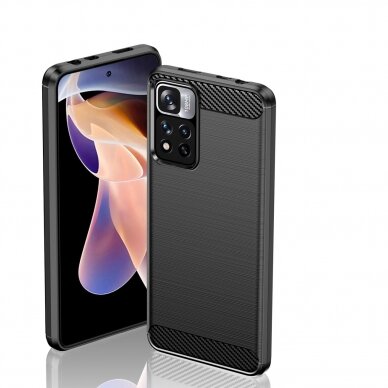 Dėklas Carbon Case flexible Xiaomi Redmi Note 11 Pro+ 5G (China) / 11 Pro 5G (China) / Mi11i HyperCharge / Poco X4 NFC Juodas 6