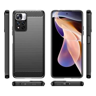 Dėklas Carbon Case flexible Xiaomi Redmi Note 11 Pro+ 5G (China) / 11 Pro 5G (China) / Mi11i HyperCharge / Poco X4 NFC Juodas 7