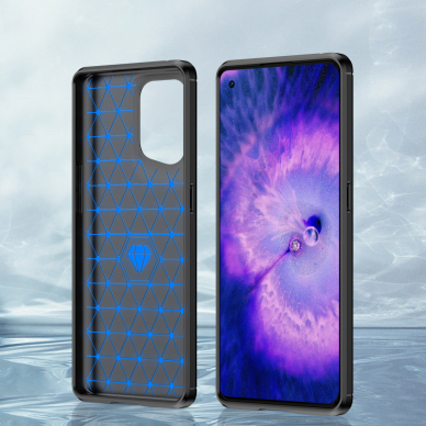 Dėklas Carbon Case flexible Oppo Find X5 Juodas 2