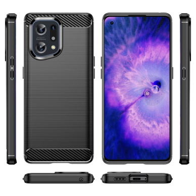 Dėklas Carbon Case flexible Oppo Find X5 Juodas 6