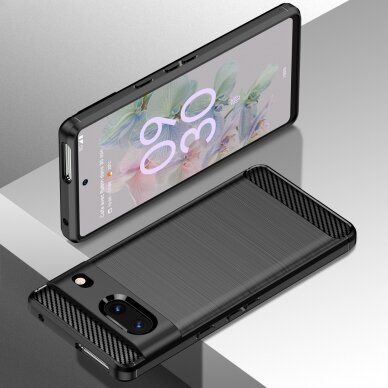 Dėklas Carbon Case flexible Google Pixel 7 Juodas 5